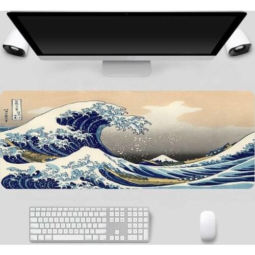 Great Wave Off Art Large Size Mouse Pad Natural Rubber PC Computer Gaming Mousepad Desk Mat Locking Edge for Gaming Player Gamer