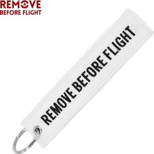 Remove Before Flight Key Chain llaveros Important Things Tag White Embroidery Key Fobs OEM Key Jewelry Aviation Gifts Chaveiro