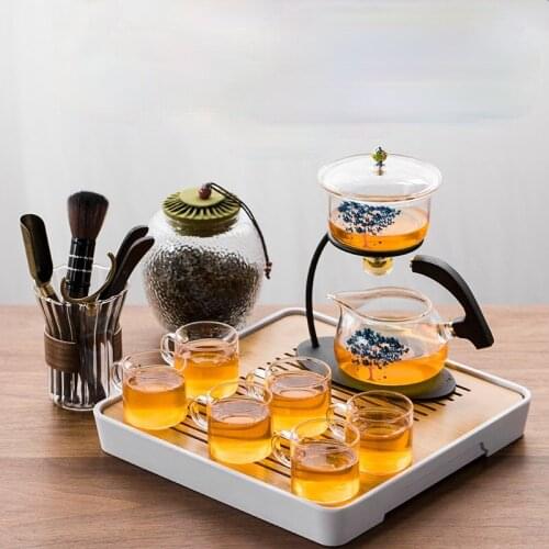 CX Fun Color Changing Semi-automatic Lazy Glass Tea Set Kung Fu Tea Teacup Set Tea Maker