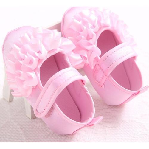 Newborn baby princess girl baby soft bottom non-slip artificial PU first walker ruffled girl baby toddler shoes