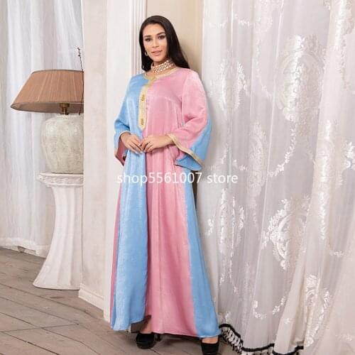 Eid Mubarak Kaftan Abaya Dubai Turkey Islam Muslim Dress African Dresses For Women Caftan Marocain Djellaba Robe Longue Femme