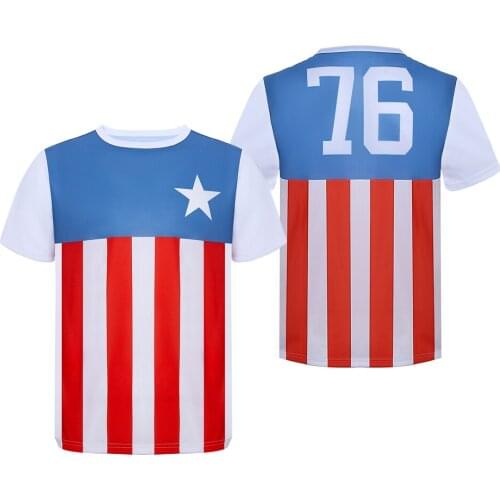 American Flag The Motion Picture NO.76 Printed T-shirt George Washington T-shirts US Stripes Star Flag Tee Cosplay Outfits
