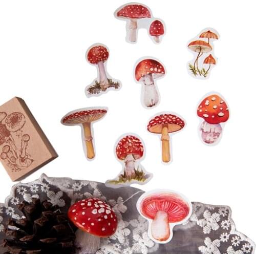 45pcs Mushroom collection boxed Sticker Vintage Stickers DIY Decoration Self Adheive Scrapbook Sticker Office School Supply