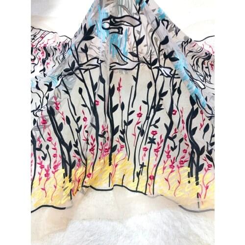 New Style Mesh Embroidery African Lace Fabric 2021 High Quality Lace Water Soluble Fashion Soft Lace Fabric 5 Yards