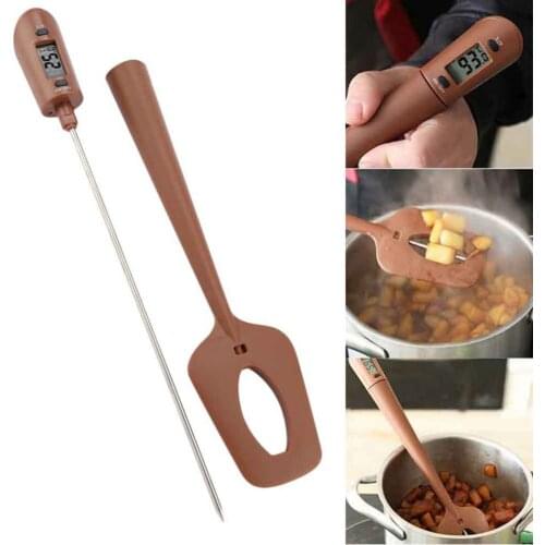 Digital Cooking Thermometer Double Use Silicone Scraper Spatula Cooking Food Thermometer Household Baking Tool