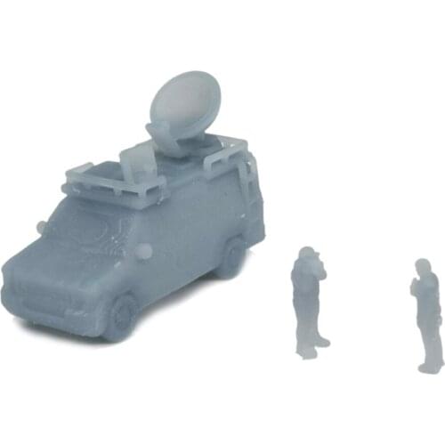 Outland Models Railroad Scenery News Broadcast Van w Figures 1:220 Z Scale