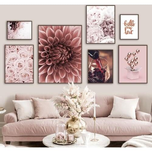 Sea Anemone Rose Carnation Red Wine Quote Wall Art Canvas Painting Nordic Posters And Prints Wall Pictures For Living Room Decor
