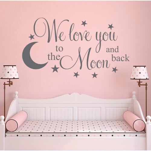 Nursery Wall Decal Removable Wall Stickers Moon Star Vinyl Nursery Decoration Wall Art Lettering Kids Bedroom Home Decor AY054