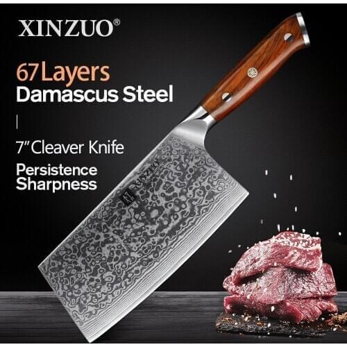 XINZUO 6.5" inches Slicing Knife Japanese Steel Damascus Steel Kitchen Knives High Quality Cleaver Chefs Knives Rosewood Handle