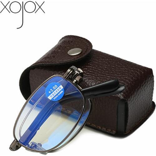 XojoX Anti-Blue Folded Reading Glasses Women Men Portable Hyperopia Spectacles Unisex Metal Presbyopic +1.0 1.5 2.0 2. 5 3.0 3.5