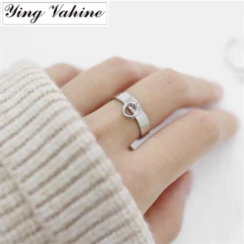 Authentic 925 Sterling Silver Jewelry Chic Hollow Small Circle Open Rings for Women