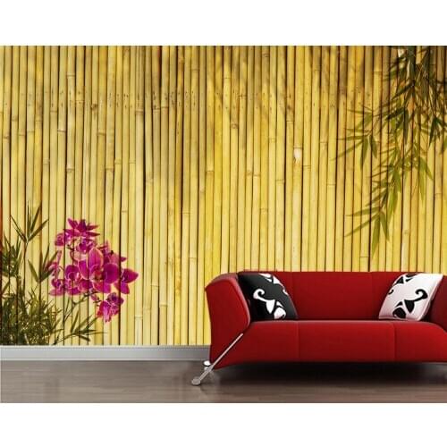 Papel de parede Fresh orchid with bamboo background 3d wallpaper,living room tv wall bedroom wall papers home decor mural