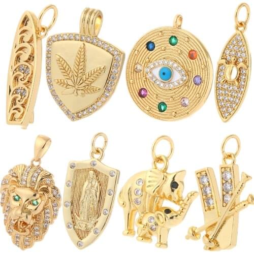 Lion Diy Pendant Eye Cute Design Charms for Jewelry Making Supplies Animal Plant for Earrings Necklace Bracelet Copper Zircon