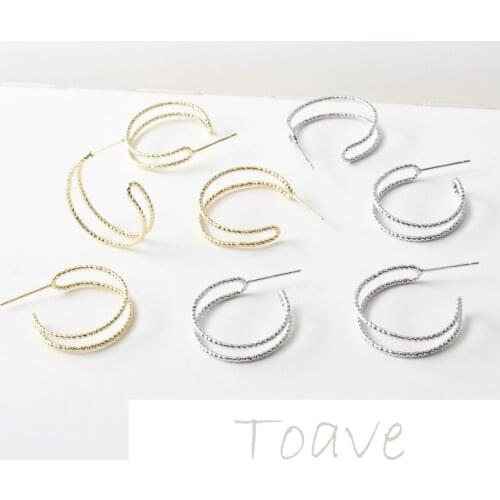 Gold-clad copper plated real gold batch flower ring semi-circular crescent bay earrings earrings diy material accessories