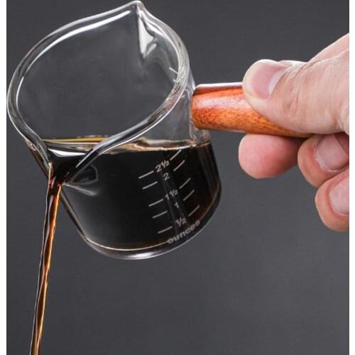 Clear Coffee Cup Creative Healthy Stable Wooden Handle Double Mouth Milk Cup Glass Coffee Mug for Home Leisure Flat Teacup