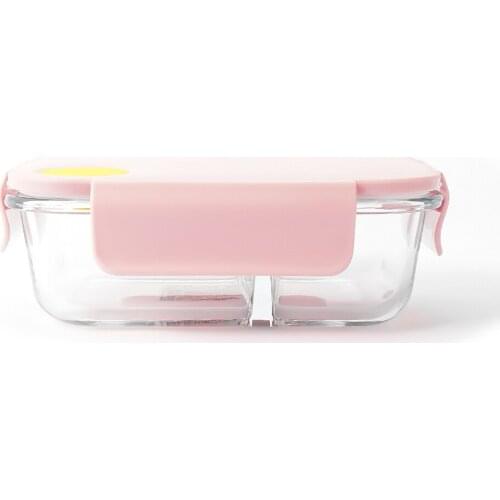 Rectangular Division Glass Leadproof Fresh-keeping Box 650ml Lunch Box Microwave Food Container Home Outdoor Tableware