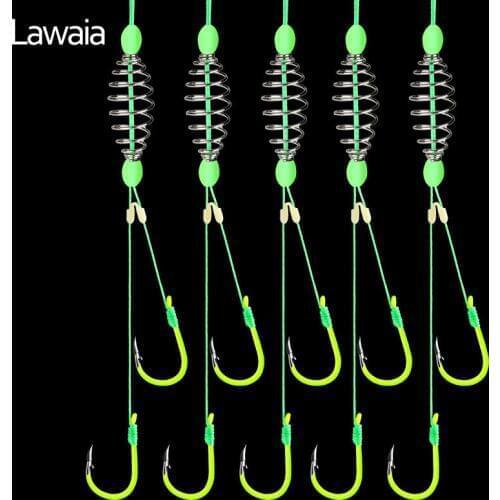 Lawaia Fishing Hooks High Carbon Steel Anti-winding Fluorescent Double Hook Fishing Group Fishing Set Line Barbed Explosion Hook