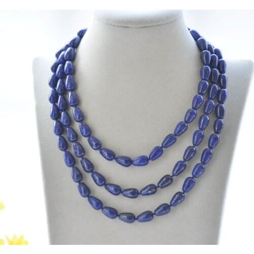 S2386 50" 12mm Drop Blue lapis lazuli Bead Necklace