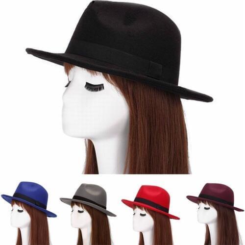 6 Colors British Wide Brim Fedora Vintage Elegant Formal Hat Unisex Jazz Hat Solid Bowler Cap With Ribbon Casual Top Hat