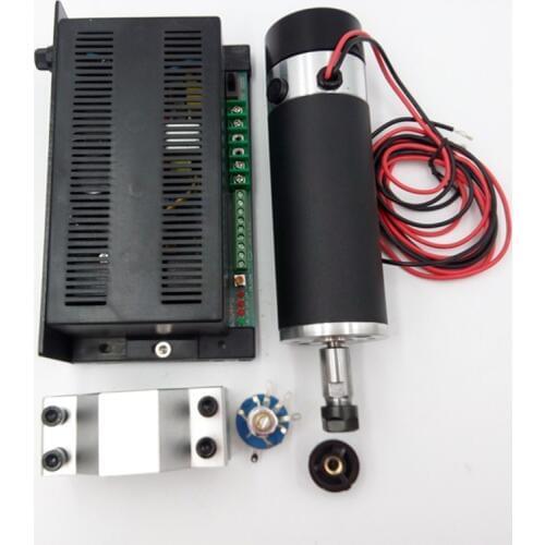 0.6kw 600w ER11 CNC DC Spindle Motor+Mach3 Speed Control Power Supply+Mounting Bracket Kit 100V DC 0.6NM for CNC DIY PCB