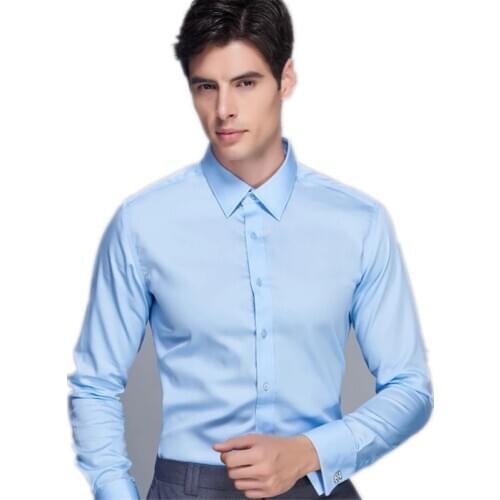 High Quality French Cuff Mens Dress Long Sleeve Shirt Regular Fit Male Social Wedding Party Cufflinks Shirt Plus Size 5XL 6XL