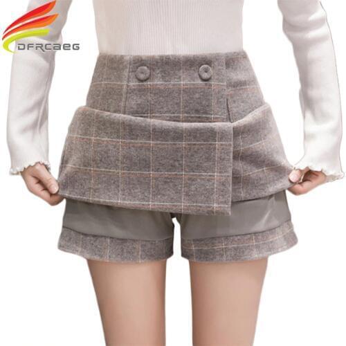 Winter Wool Plaid Skirt Women 2018 New Women Short Skirts Fashion 2018 Gray Black High Waist A Line Skirt Ladies Jupe Femme Saia
