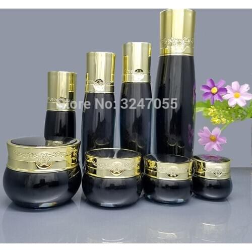 10pcs 20ml30ml100ml Black Acrylic Empty Lotion Pump Bottle, Cosmetic Spray Nozzle Bottle, 10g15g20g30g50g Black Cream Container