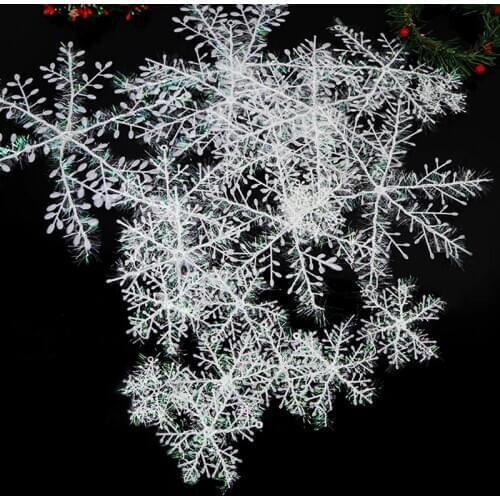 12Pcs Artificial Snowflake Ornament for Christmas Tree Decoration Christmas Snowflake Decor Winter Birthday Supplies