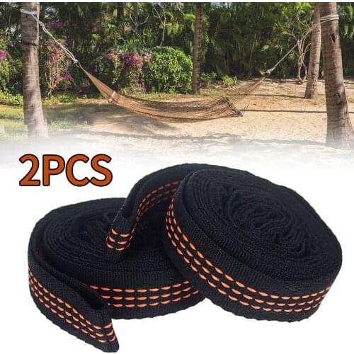 2pcs Hammock Strap 200cm Tree Hanging Spare Part Outdoor Heavy Duty Extension Loop Safety Hangers Aerial Yoga Portable Camping
