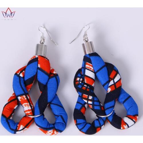 2020 Multicolor Ankara Earrings Ethnic Flower Shape Earrings African Fabric Earring Double Layer Big Earring BRW WYB358