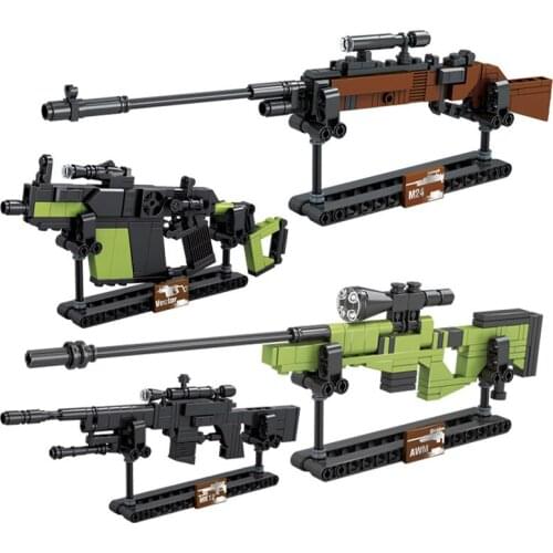 4PCS Mini PUBG AWM M24 Sniper Rifle MK12 Vector Rifles Gun Building Blocks Military Series Bricks Toy For Children Birthday Gift