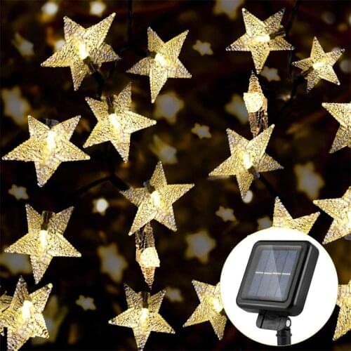 5m 7m 12m Acrylic Bubble Pentagram Solar Lamp Power LED String Fairy Lights Solar Garlands Garden Christmas Decor For Outdoor
