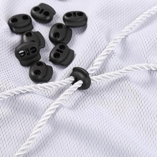 50Pc Double Hole Spring Loaded Cord Stoppers Plastic Cord Lock End Toggle Sliding Fastener Buttons Bag Drawstring Shoelace Locks