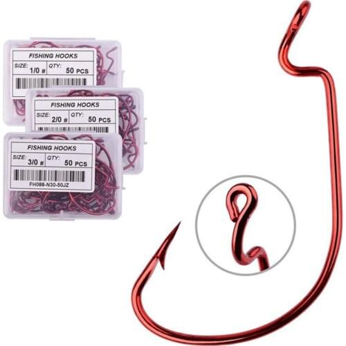 50PCS Fishing Hooks High Carbon Steel Barbed Hook Soft Lure Fishing Bait Fish hooks High Efficiency Barbed Fishing Hooks