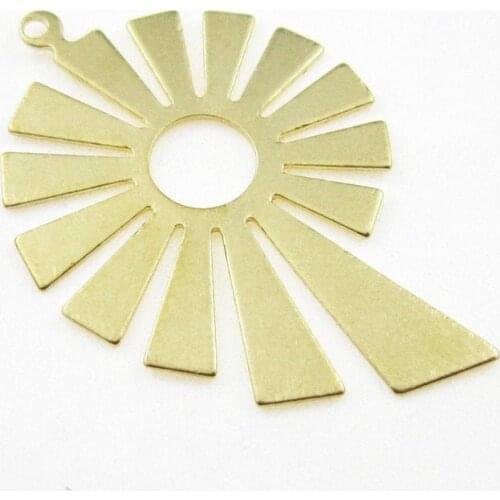 Brass sun charm Earring findings 25x15.8x0.7mm brass necklace pendant Spiral geometic charm -6pcs R1467
