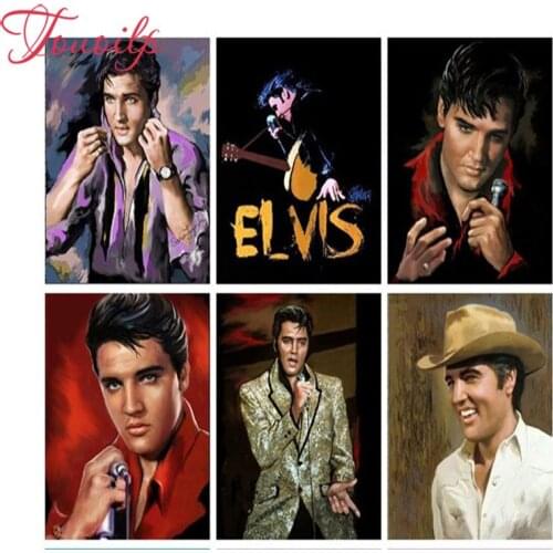 TOUOILP 5D Diamond Embroidered DIY Elvis 5D Diamond Painting Cross Stitch Picture Rhinestone Full square&Round Diamond Mosaic