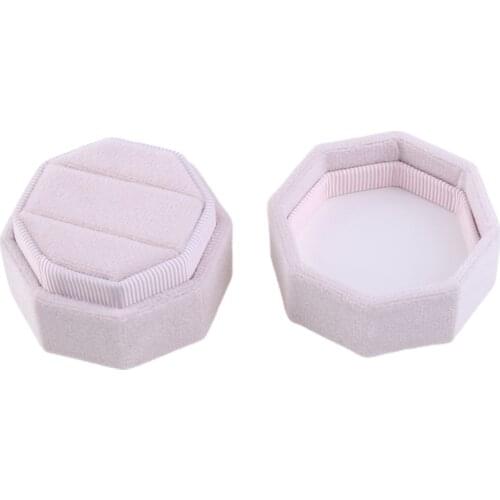 Antique Octagon Velvet Ring Box Double Ring Display Holder with Detachable Lid Ring Box Holder for Wedding Ceremony Y1UA