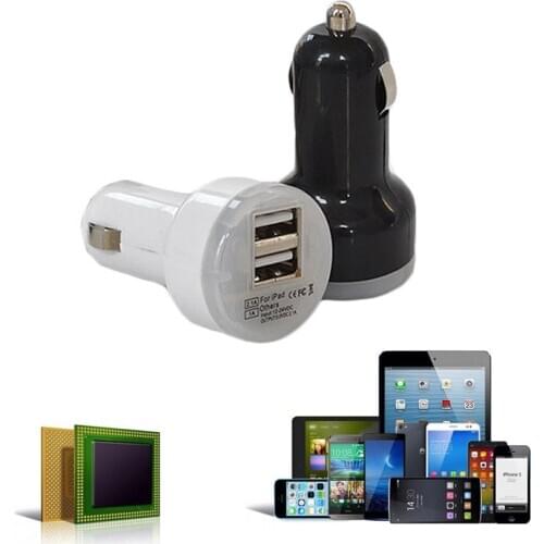 DC 12V - 24V Bullet Car Charger Adapter 2 Port Mini Universal Dual Port USB 5V 2.1A + 1A for iPhone iPad Smartphone