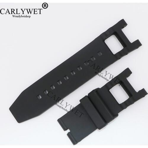 CARLYWET 28mm Black Strap Waterproof Rubber Replacement Watch Band Belt Special Popular For Invicta 6043 style