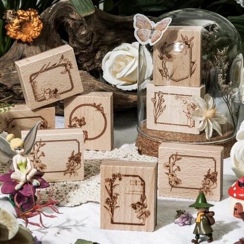 Vintage Elf Plant Frame Decoration Stamp Wooden Rubber Stamps For Scrapbooking Stationery DIY Craft Standard Stamp