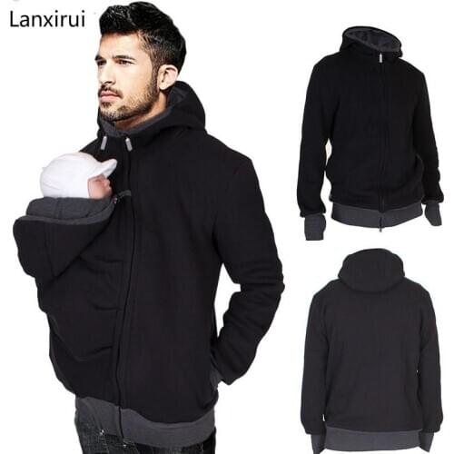Baby Carrier Hoodies For Father Kangaroo Dad Hooded Winter Clothes Multifunctional Men Jacket Coat Infant Sweatshirt