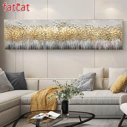 FATCAT Golden abstract tree landscape large 5D Diy Daimond Painting Full Square Round drill Rhinestone Embroidery Sale AE2550