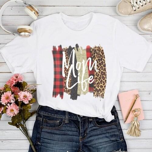 T-shirts Women 2021 Leopard Love Fashion Mom Mother Mama Fashion Tshirt Top Lady Print Clothes Stylish Ladies Tee T-Shirt