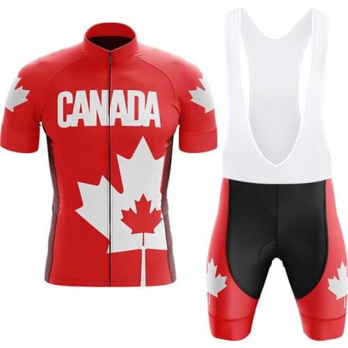 CANADA Pro Clothing 2021 Summer Cycling Jersey Short Sleeve Set Men Equipment Team Red Enduro Clothes Mtb Jersey Red