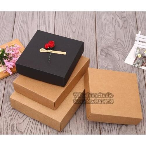 Brown/Black blank Kraft Paper Box for Cosmetic, Silk scarves, ornaments Gift Packing Boxes, Wedding Favors Candy Gift Box100pcs