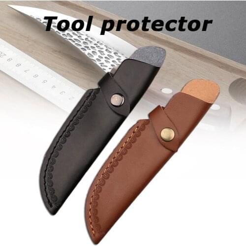Fixed Blade Knife Sheath Leather 22cm Embossing Knife Cover Sheath Bag Pocket Camping Survival Hunting Storage Bag Outdoor Tools