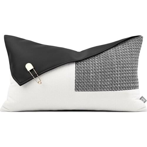 Light Luxury Cushion Cover Black White Grey Patchwork Waist Pillow Cover Hom Decorative Sofa Seat Living Room Bedroom Pillow