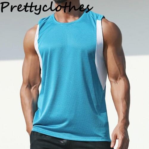 Summer Sportswear Pure Color Quick-Drying Vest Mens Breathable Leisure Loose Fitness Running Sports Vest Sleeveless Gyms Men