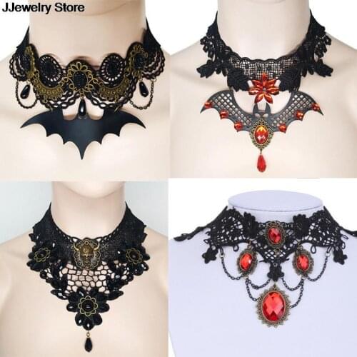 HOT! Vintage Black Lace Choker Hollow Short Necklace Water Drop Charm Ribbon Wedding Bijou Collar Jewelry Chain Jewellery