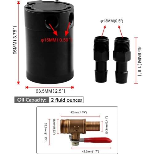 Oil Catch Can Reservoir Tank Oil Catch Can Fuel Tank Parts Two hole breathable Kettle Universal Compact Baffled 2-Port Aluminum